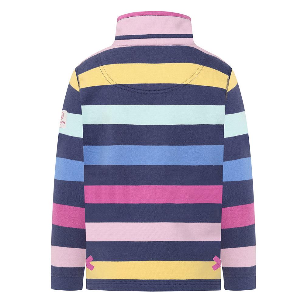 Twilight - Back - Lazy Jacks Childrens-Kids Striped Quarter Zip Sweatshirt