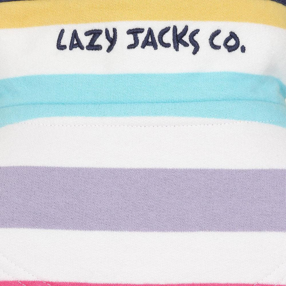Bright Pastel - Lifestyle - Lazy Jacks Childrens-Kids Striped Quarter Zip Sweatshirt