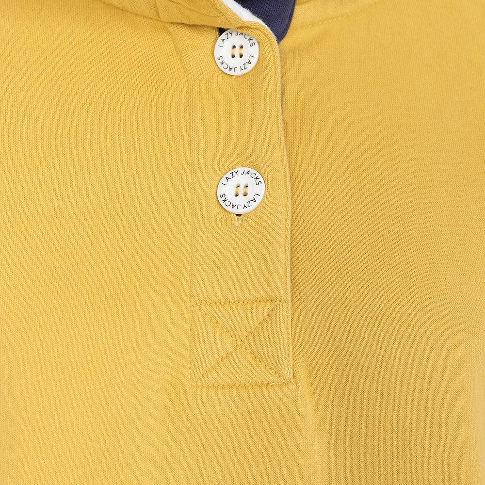 Heather - Side - Lazy Jacks Womens-Ladies Button Neck Sweatshirt
