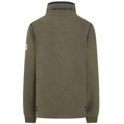 Khaki Green - Back - Lazy Jacks Womens-Ladies Button Neck Sweatshirt