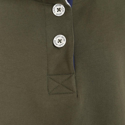 Khaki Green - Side - Lazy Jacks Womens-Ladies Button Neck Sweatshirt