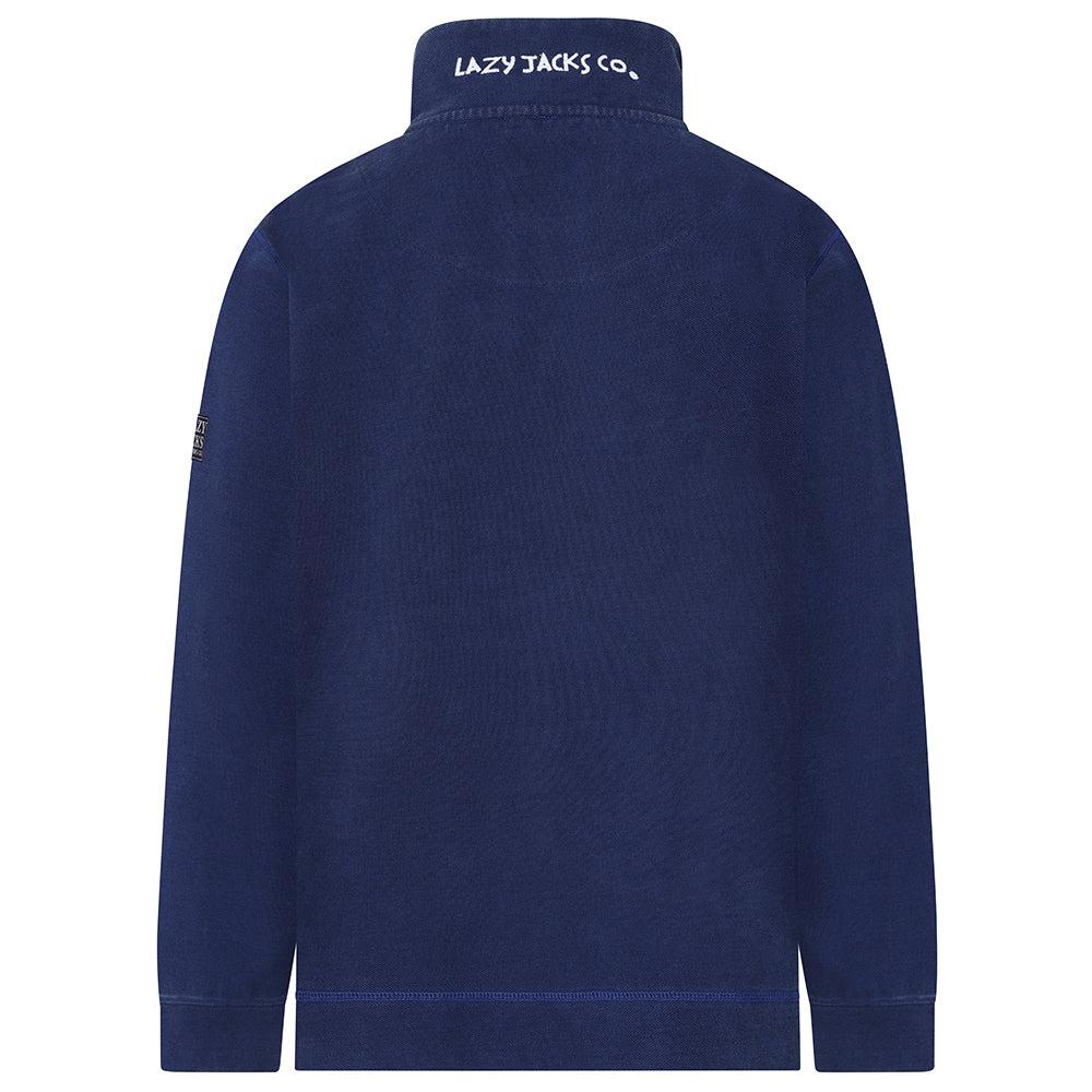 Marine - Side - Lazy Jacks Mens Pique Quarter Zip Sweatshirt