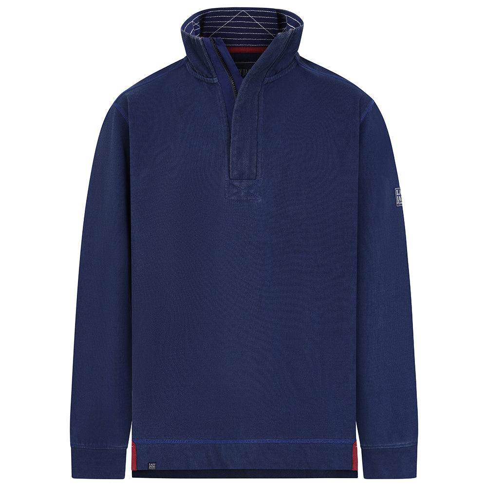 Marine - Front - Lazy Jacks Mens Pique Quarter Zip Sweatshirt