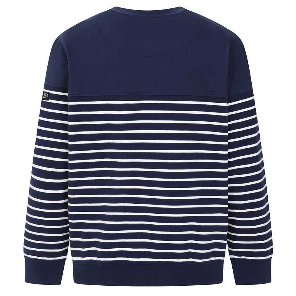 Marine - Side - Lazy Jacks Womens-Ladies Striped Sweatshirt