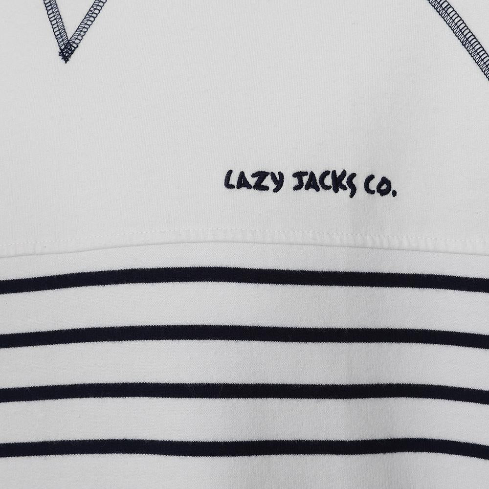 White - Back - Lazy Jacks Womens-Ladies Striped Sweatshirt
