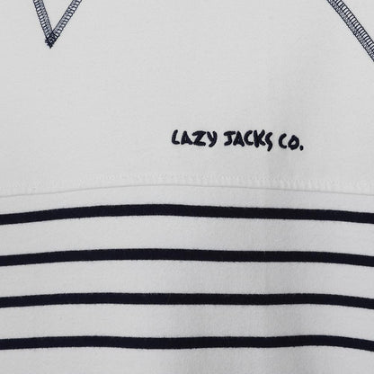 White - Back - Lazy Jacks Womens-Ladies Striped Sweatshirt