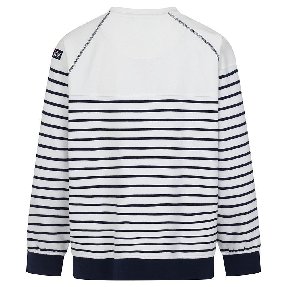White - Side - Lazy Jacks Womens-Ladies Striped Sweatshirt