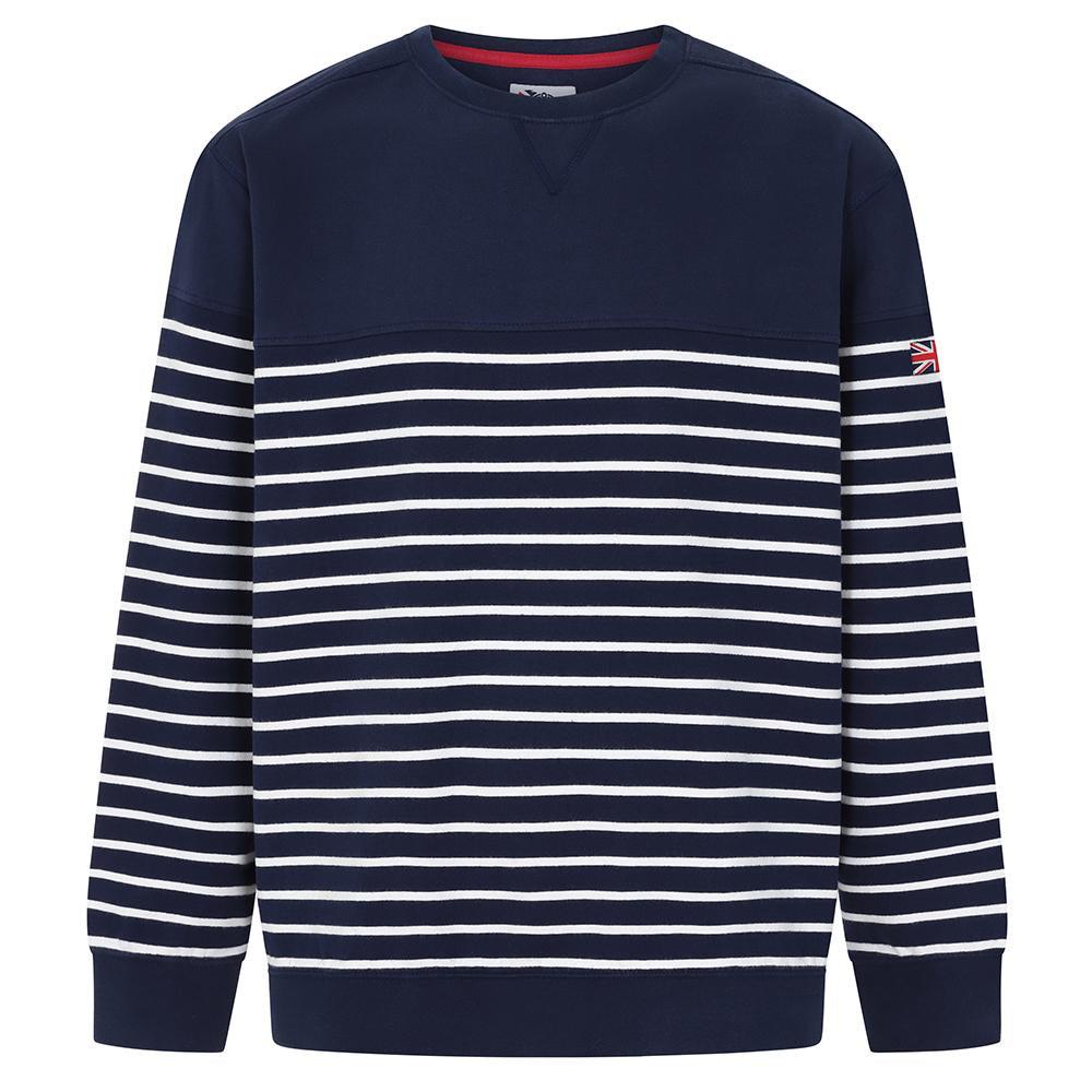 Marine - Front - Lazy Jacks Womens-Ladies Striped Sweatshirt