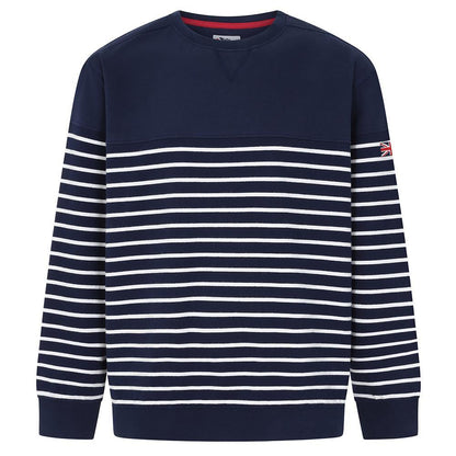 Marine - Front - Lazy Jacks Womens-Ladies Striped Sweatshirt