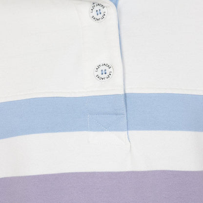 Pastel - Back - Lazy Jacks Womens-Ladies Striped Button Neck Sweatshirt