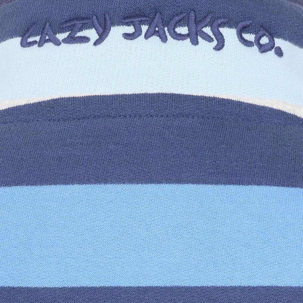 Winter Blues - Lifestyle - Lazy Jacks Womens-Ladies Striped Button Neck Sweatshirt