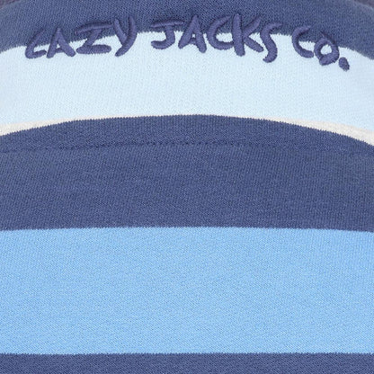 Winter Blues - Lifestyle - Lazy Jacks Womens-Ladies Striped Button Neck Sweatshirt