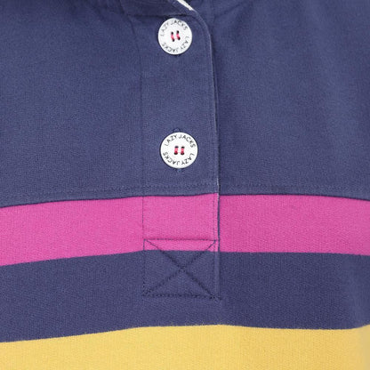 Multicoloured - Side - Lazy Jacks Womens-Ladies Striped Button Neck Sweatshirt