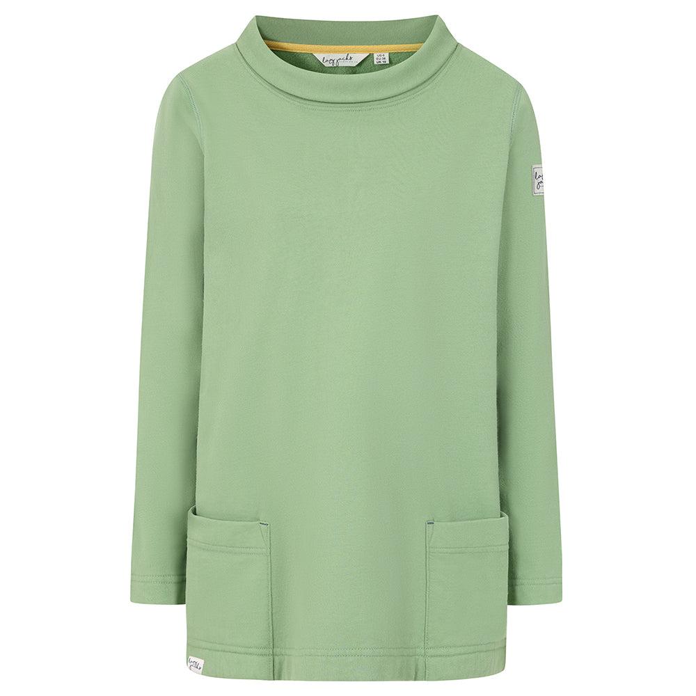 Grass Green - Front - Lazy Jacks Womens-Ladies Logo Roll Neck Sweatshirt