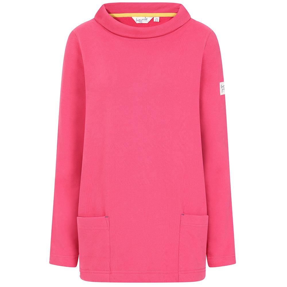 Cherry - Back - Lazy Jacks Womens-Ladies Logo Roll Neck Sweatshirt