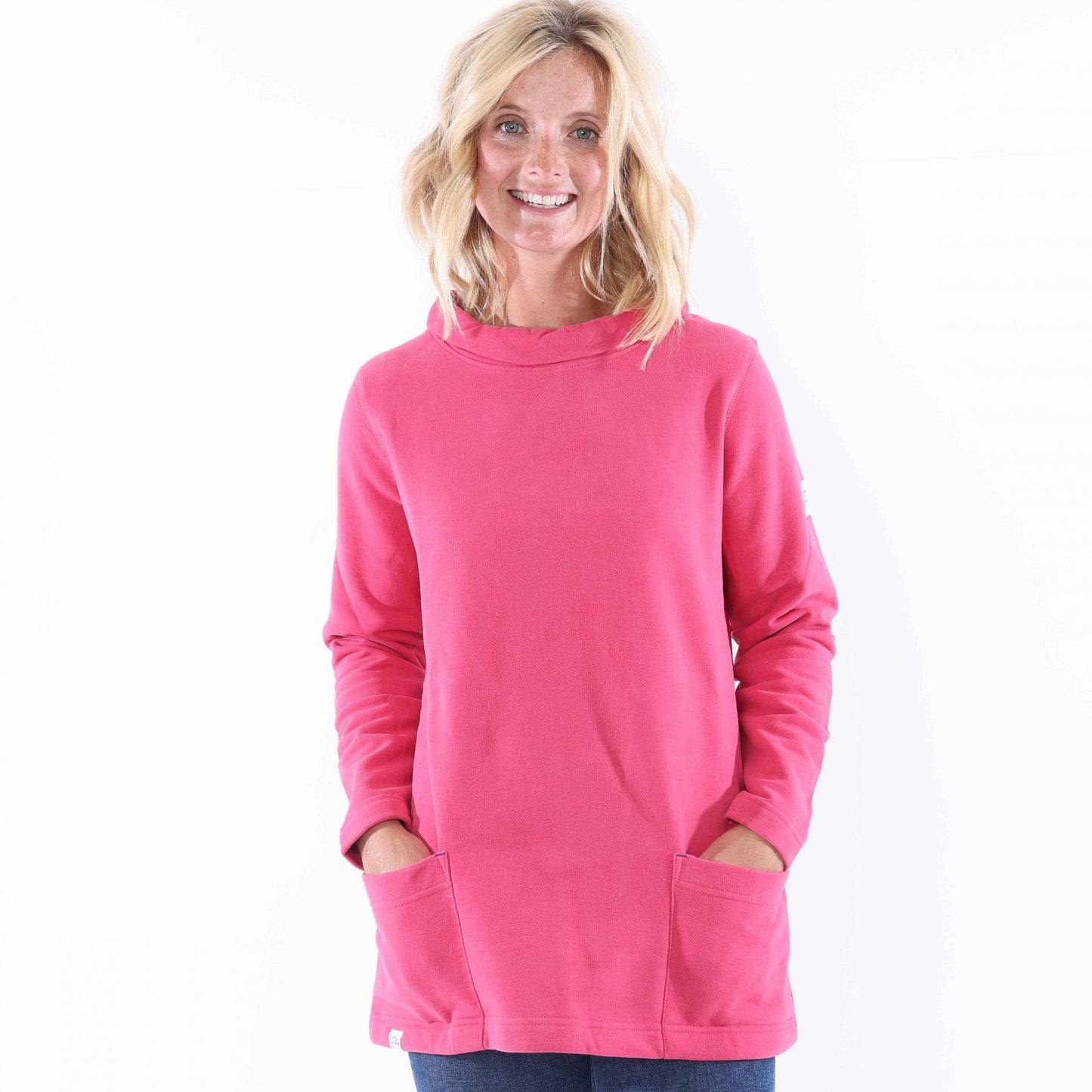 Cherry - Front - Lazy Jacks Womens-Ladies Logo Roll Neck Sweatshirt