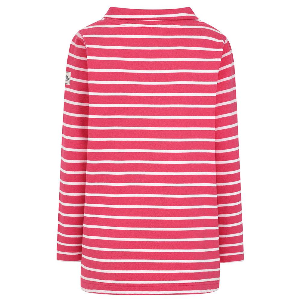 Cherry - Side - Lazy Jacks Womens-Ladies Striped Roll Neck Sweatshirt