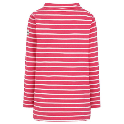 Cherry - Side - Lazy Jacks Womens-Ladies Striped Roll Neck Sweatshirt