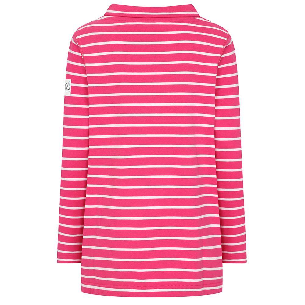 Lipstick Pink - Back - Lazy Jacks Womens-Ladies Striped Roll Neck Sweatshirt