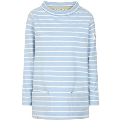 Sky - Front - Lazy Jacks Womens-Ladies Striped Roll Neck Sweatshirt