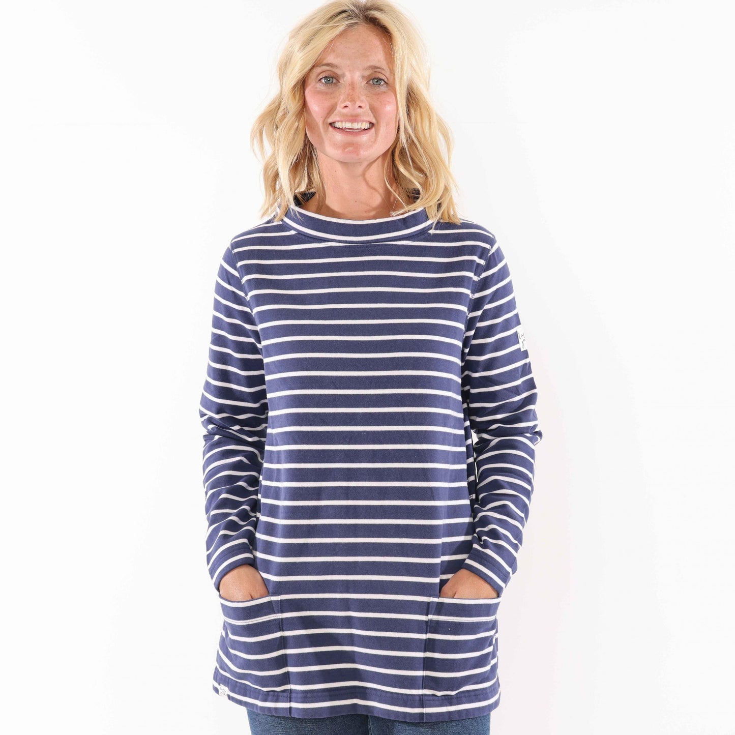 Twilight - Front - Lazy Jacks Womens-Ladies Striped Roll Neck Sweatshirt