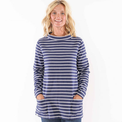 Twilight - Front - Lazy Jacks Womens-Ladies Striped Roll Neck Sweatshirt