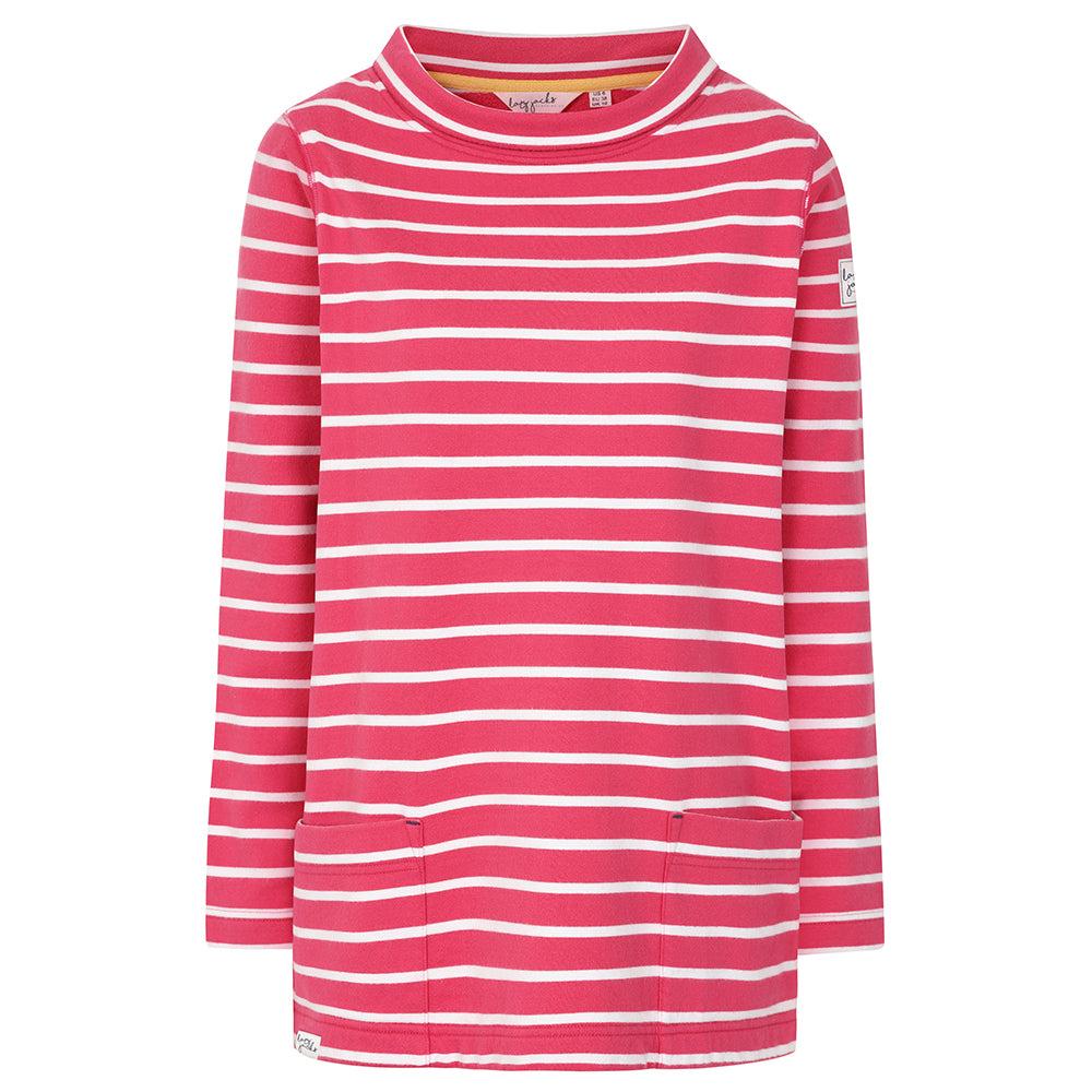 Cherry - Front - Lazy Jacks Womens-Ladies Striped Roll Neck Sweatshirt