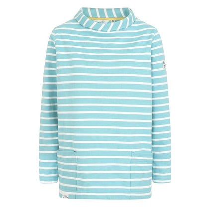 Ocean - Back - Lazy Jacks Womens-Ladies Striped Roll Neck Sweatshirt