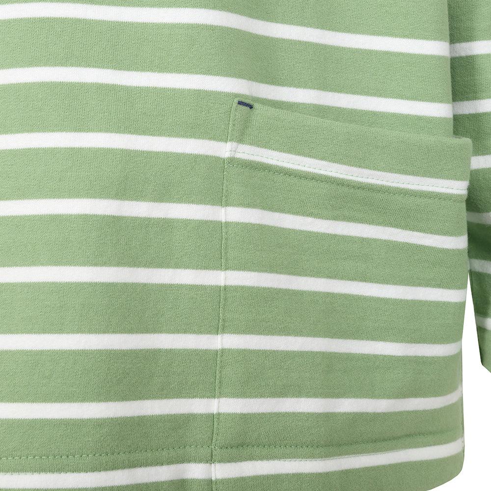 Grass Green - Back - Lazy Jacks Womens-Ladies Striped Roll Neck Sweatshirt