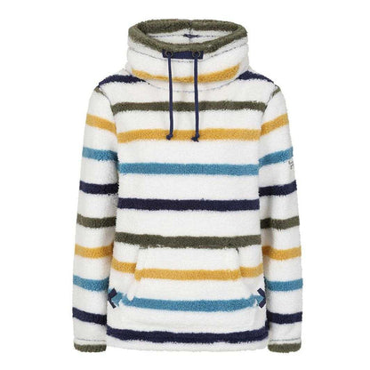 White-Khaki - Front - Lazy Jacks Womens-Ladies Striped Pique Sweatshirt
