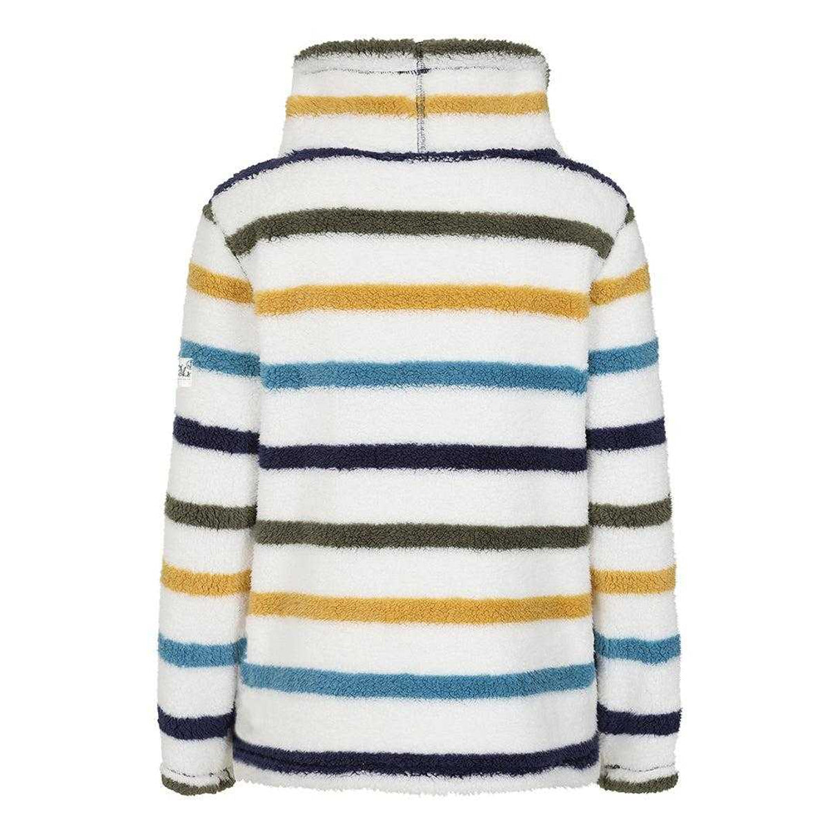 White-Khaki - Back - Lazy Jacks Womens-Ladies Striped Pique Sweatshirt