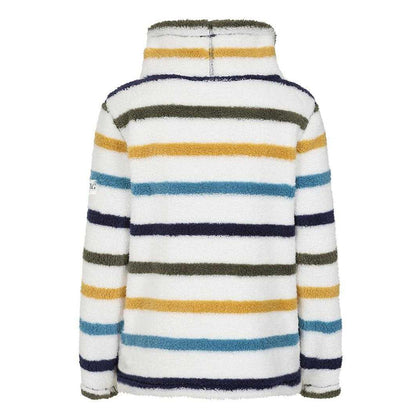 White-Khaki - Back - Lazy Jacks Womens-Ladies Striped Pique Sweatshirt