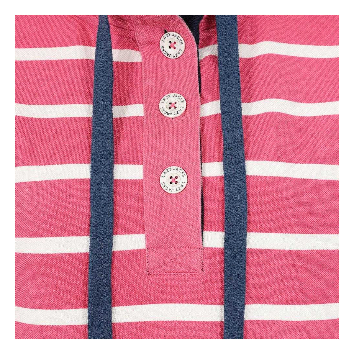 Cherry - Side - Lazy Jacks Womens-Ladies Striped Pique Sweatshirt