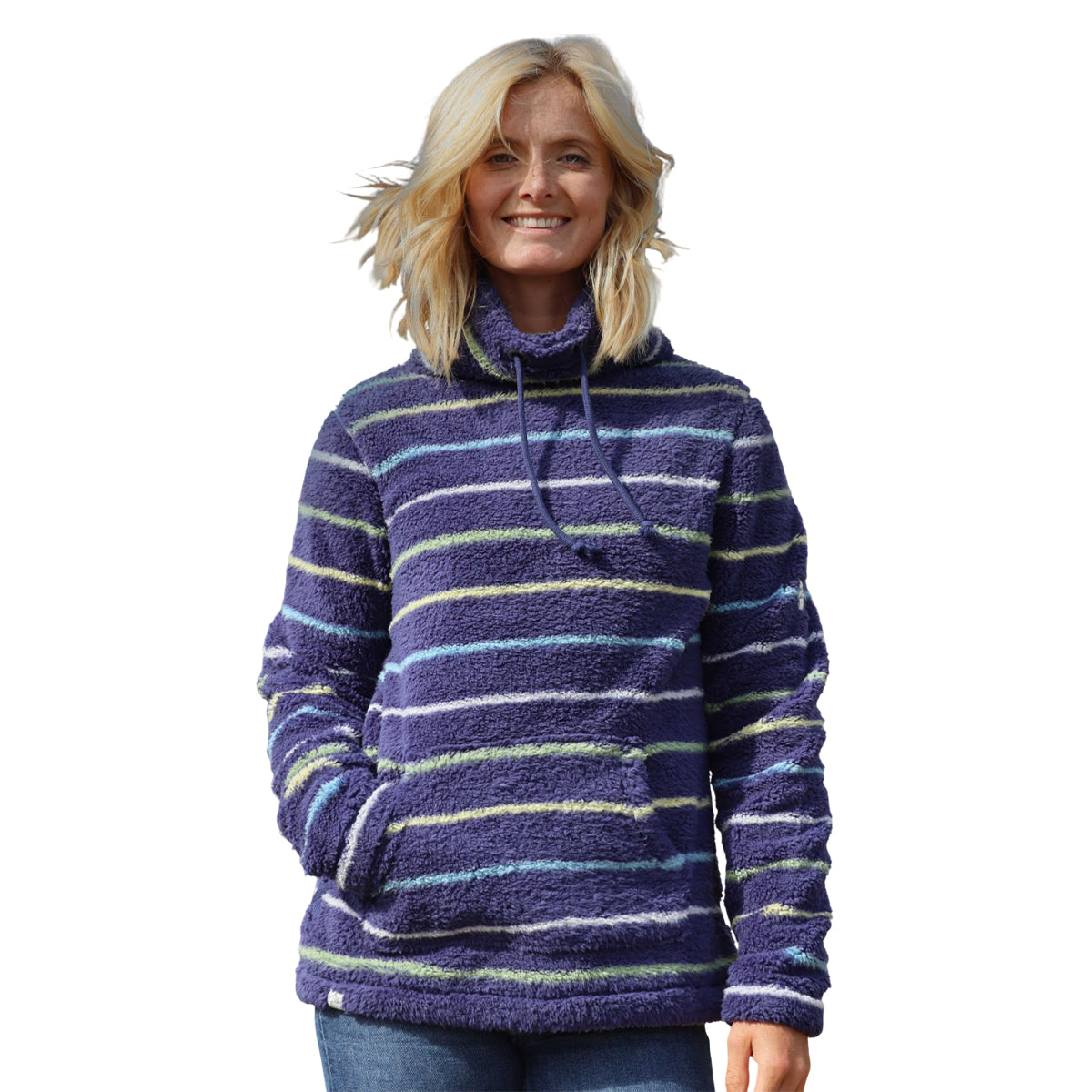 Winter Green - Pack Shot - Lazy Jacks Womens-Ladies Striped Pique Sweatshirt