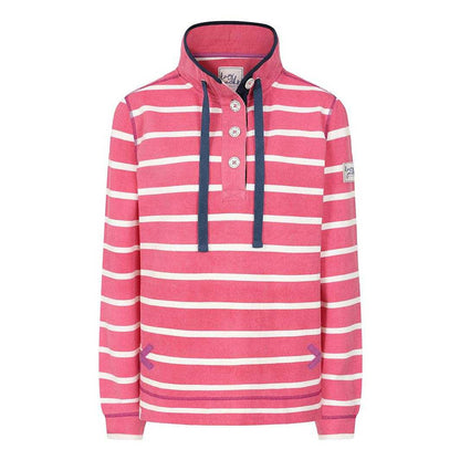 Cherry - Front - Lazy Jacks Womens-Ladies Striped Pique Sweatshirt
