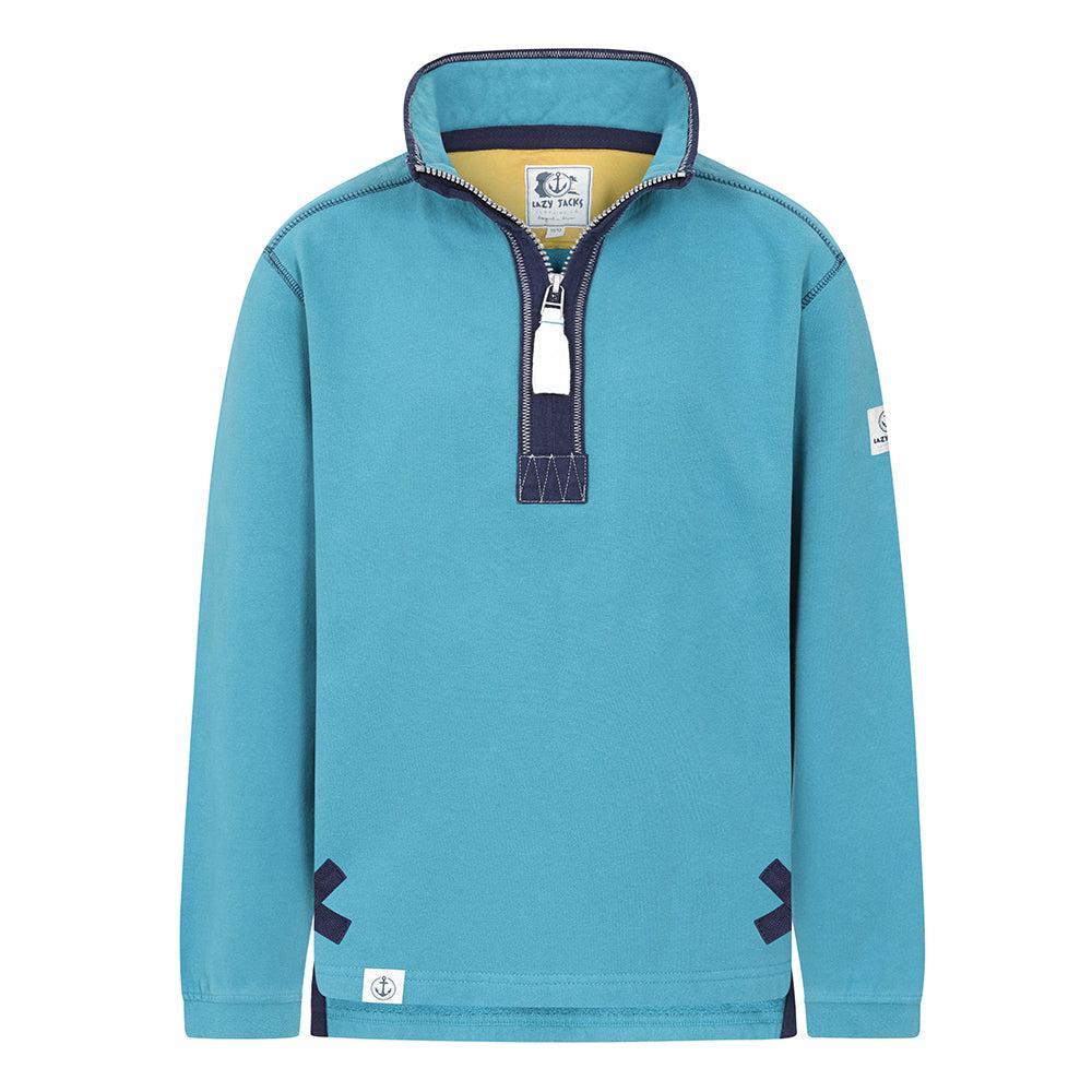 Teal - Front - Lazy Jacks Boys Quarter Zip Sweatshirt