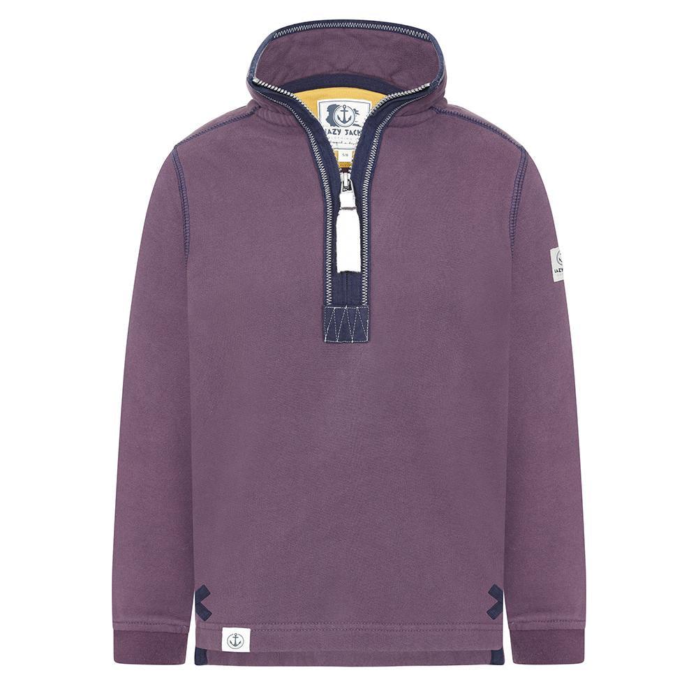 Grape - Front - Lazy Jacks Boys Quarter Zip Sweatshirt