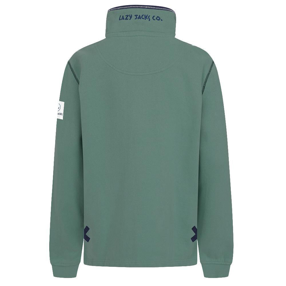 Khaki Green - Back - Lazy Jacks Boys Quarter Zip Sweatshirt