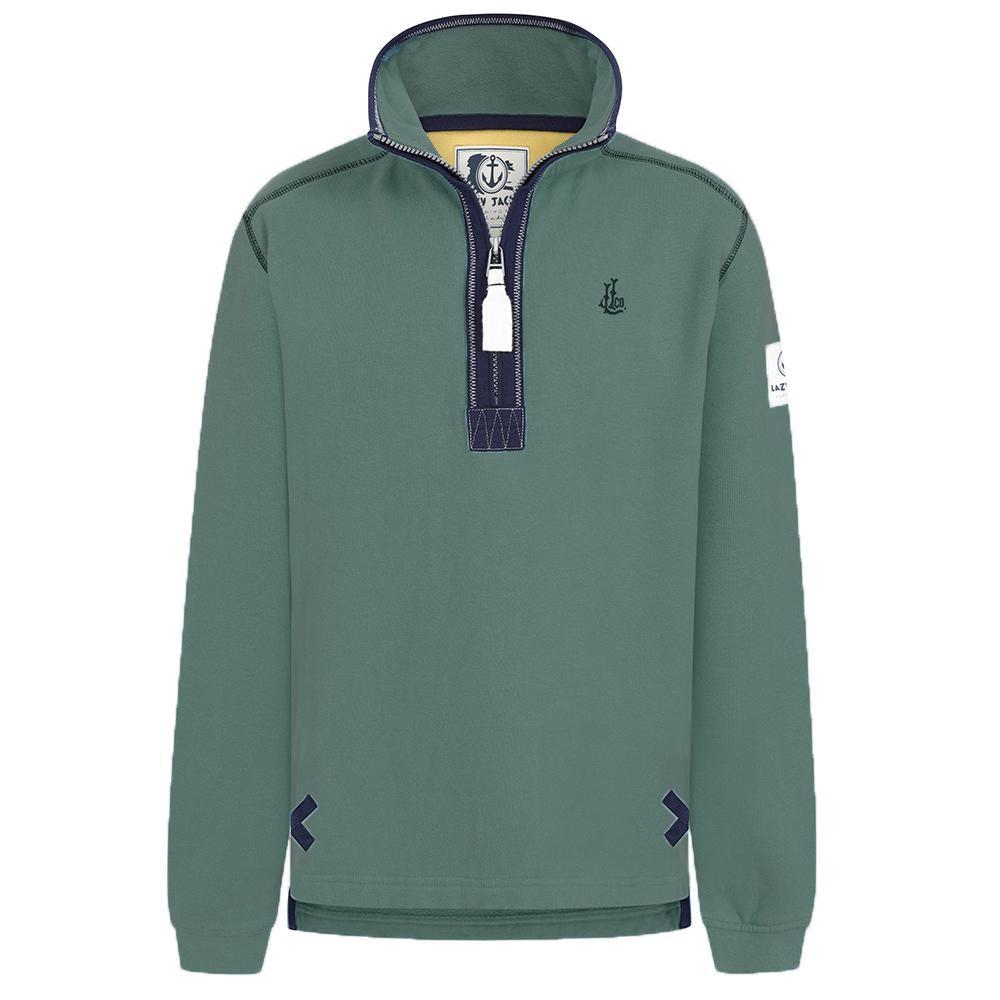 Khaki Green - Front - Lazy Jacks Boys Quarter Zip Sweatshirt