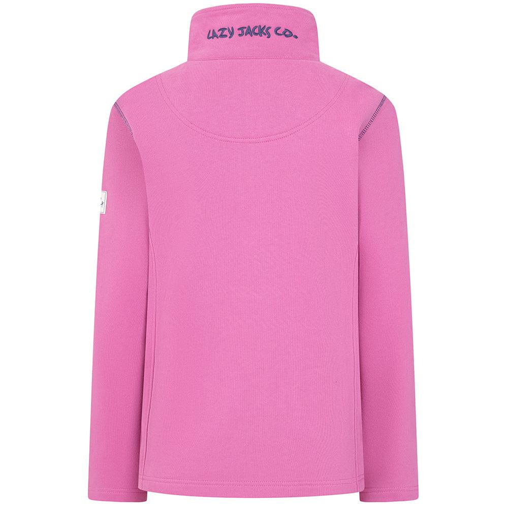 Pink - Back - Lazy Jacks Womens-Ladies Logo Full Zip Sweatshirt