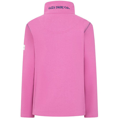 Pink - Back - Lazy Jacks Womens-Ladies Logo Full Zip Sweatshirt