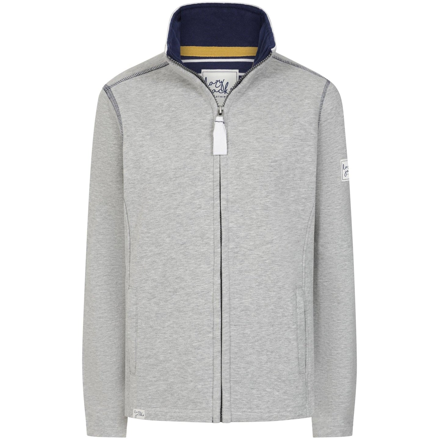 Grey Marl - Front - Lazy Jacks Womens-Ladies Logo Full Zip Sweatshirt