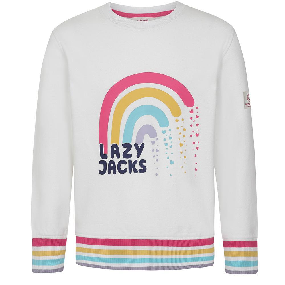 White - Front - Lazy Jacks Girls Rainbow Sweatshirt