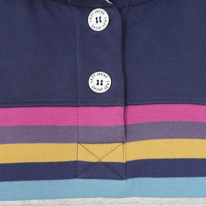 Grey Marl - Back - Lazy Jacks Womens-Ladies Button Neck Sweatshirt