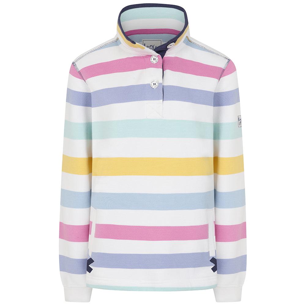 Multicoloured - Front - Lazy Jacks Womens-Ladies Button Neck Sweatshirt