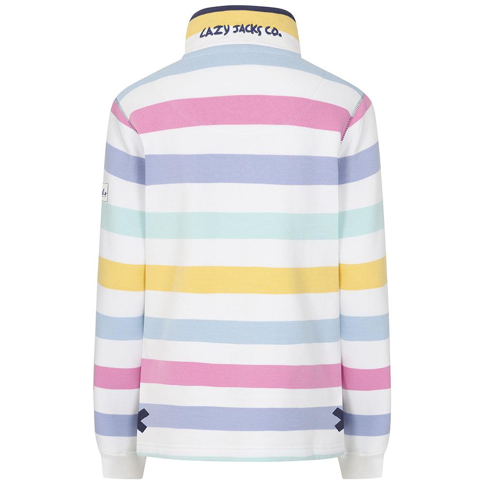 Multicoloured - Back - Lazy Jacks Womens-Ladies Button Neck Sweatshirt