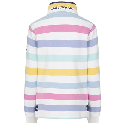 Multicoloured - Back - Lazy Jacks Womens-Ladies Button Neck Sweatshirt