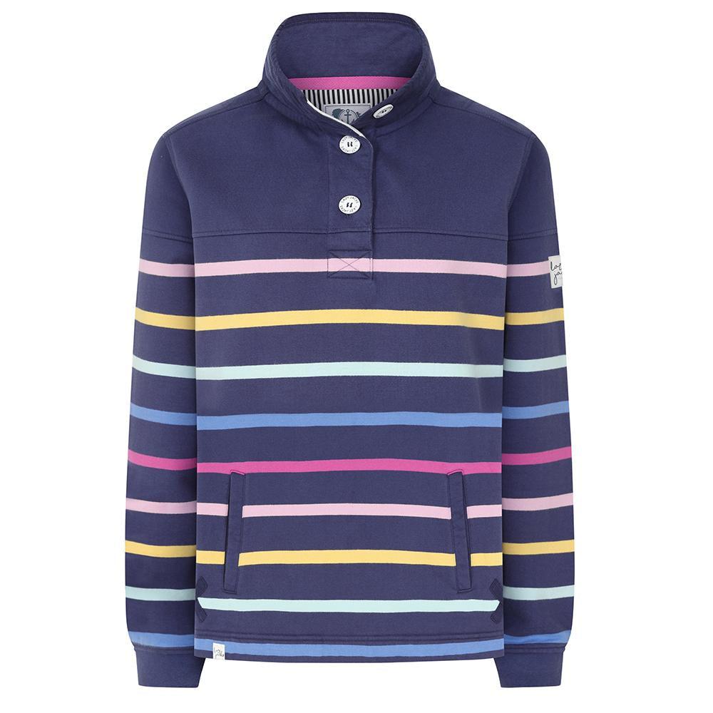 Prism Violet - Front - Lazy Jacks Womens-Ladies Button Neck Sweatshirt