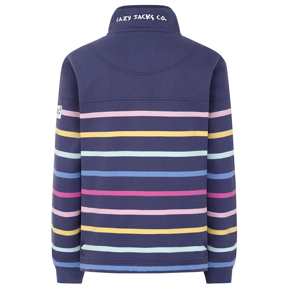 Prism Violet - Back - Lazy Jacks Womens-Ladies Button Neck Sweatshirt