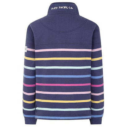 Prism Violet - Back - Lazy Jacks Womens-Ladies Button Neck Sweatshirt